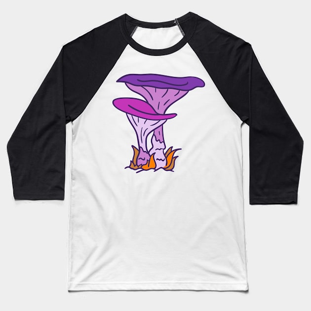 Cute Trippy Purple Mushrooms Baseball T-Shirt by Urban_Vintage